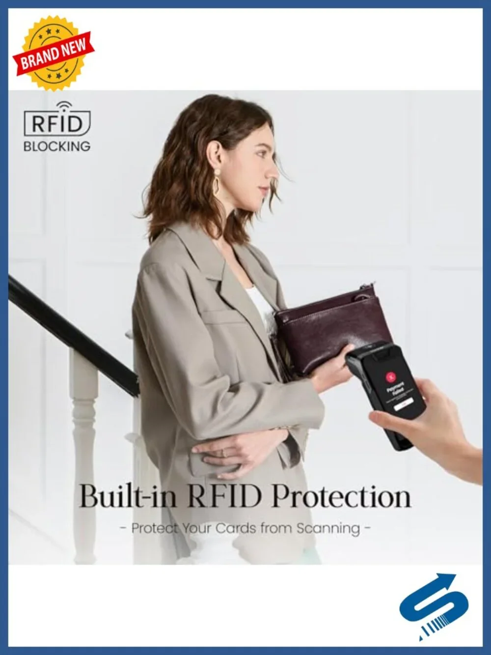 Genuine Leather RFID Blocking Wristlet Clutch Crossbody Wallet with 2 Straps